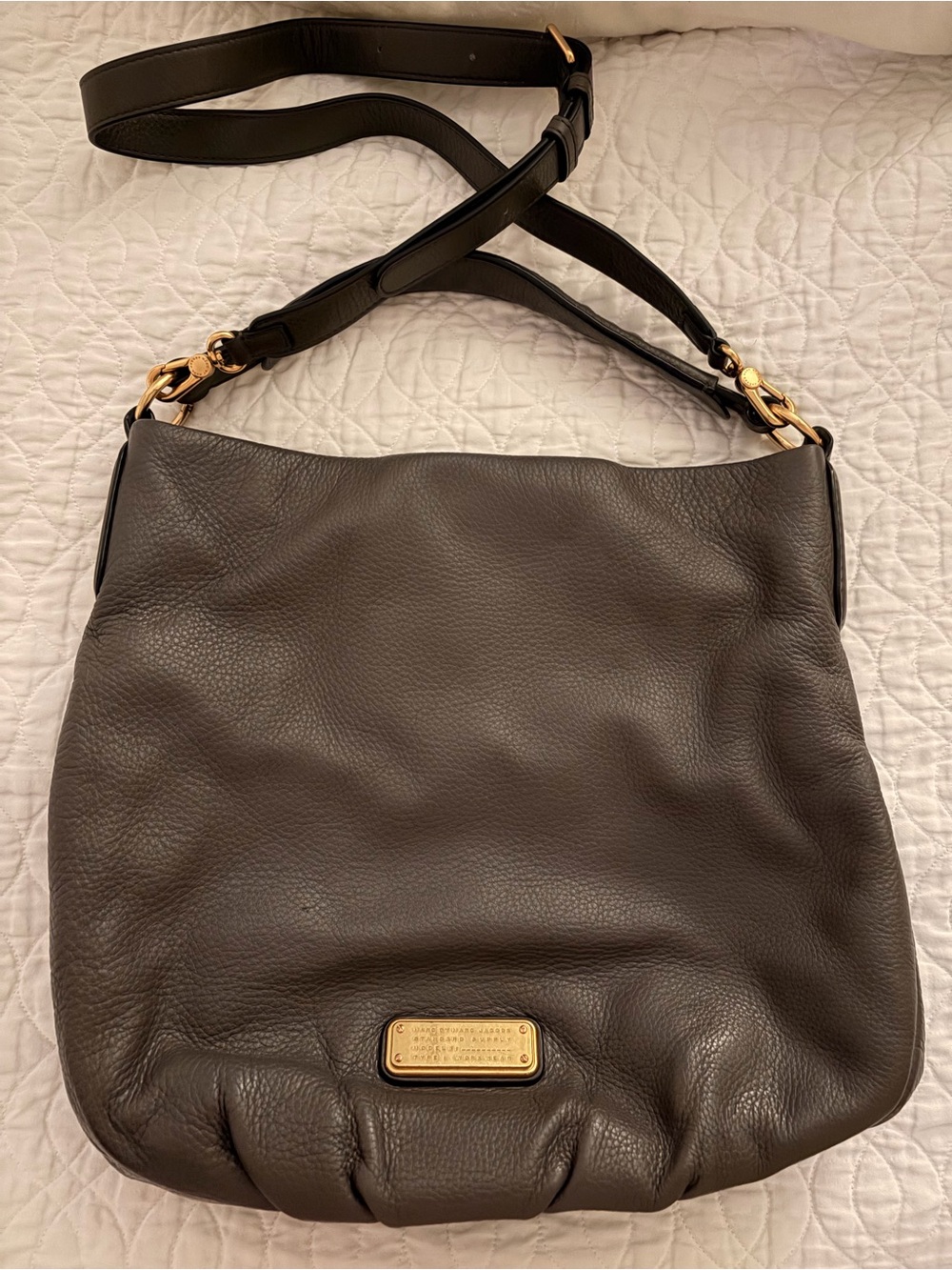 Marc by Marc Jacobs New Q Hillier gray hobo Bag with Gold Hardware